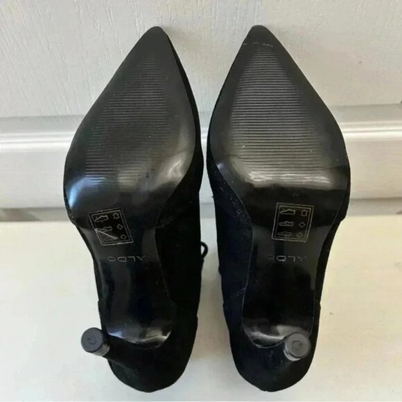 Aldo Eraede Lace Up Stiletto Ankle Boots Cut Out Black Suede 7.5 - Picture 10 of 16